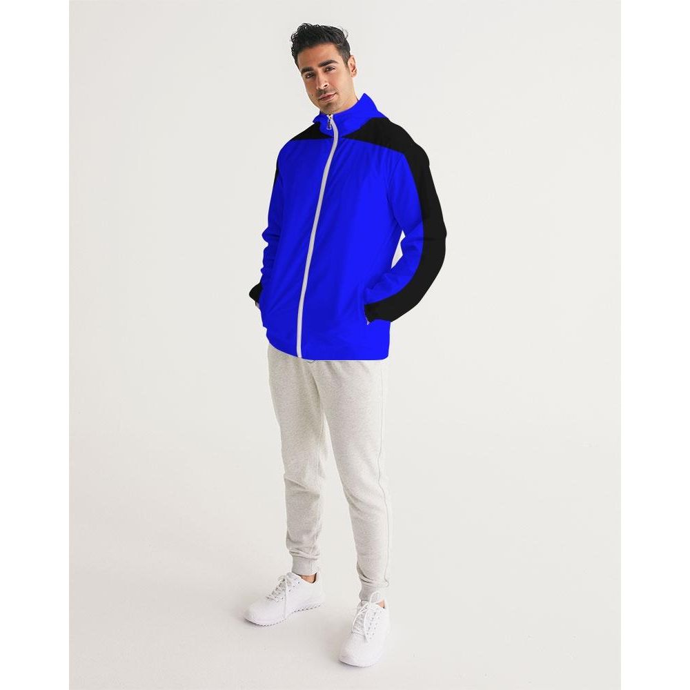 Mens Hooded Windbreaker - Royal Blue Water Resistant Jacket