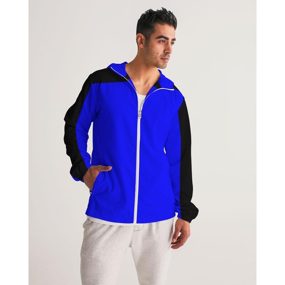 Mens Hooded Windbreaker - Royal Blue Water Resistant Jacket