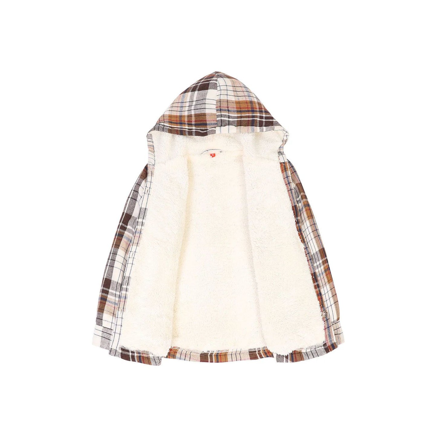 Girls Hooded Plaid Flannel Shirt Jacket,Sherpa Lined