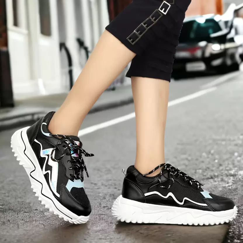 Lightweight| Stylish Designed Training & Gym Shoes For Women (Black)