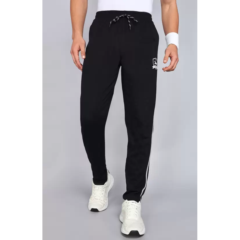 Men Self Design Black Track Pants Size M