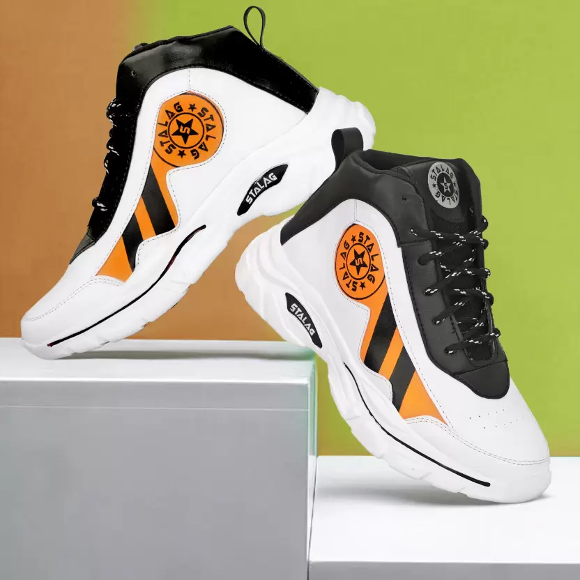 High Ankle Boots For Men High Tops For Men (White, Black, Orange)
