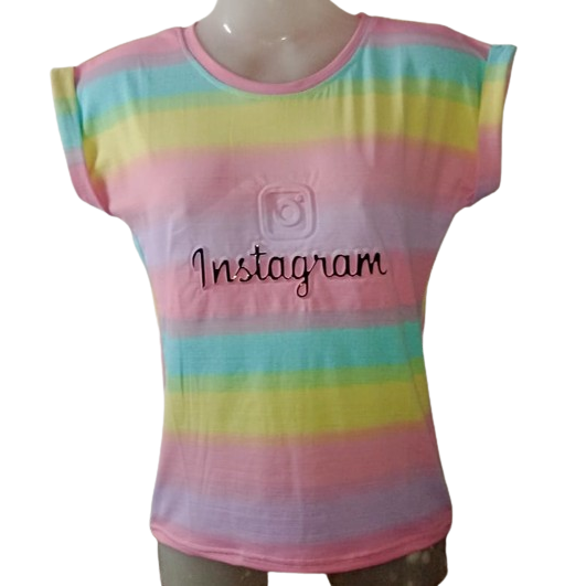 Girls Typography, Printed Cotton Blend T Shirt