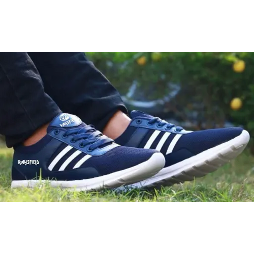 Stijlvolle mesh blauwe sportschoenen voor heren