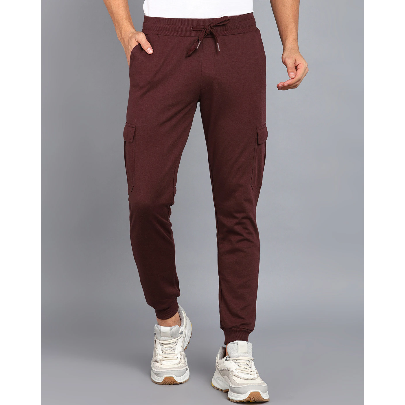 Men Solid Wine Track Pants Size M