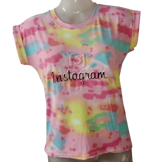 Girls Typography, Printed Cotton Blend T Shirt
