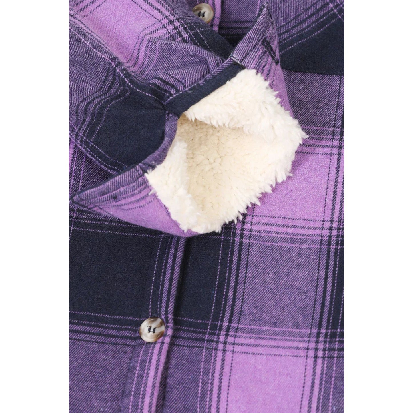 Girls Hooded Plaid Flannel Shirt Jacket,Sherpa Lined