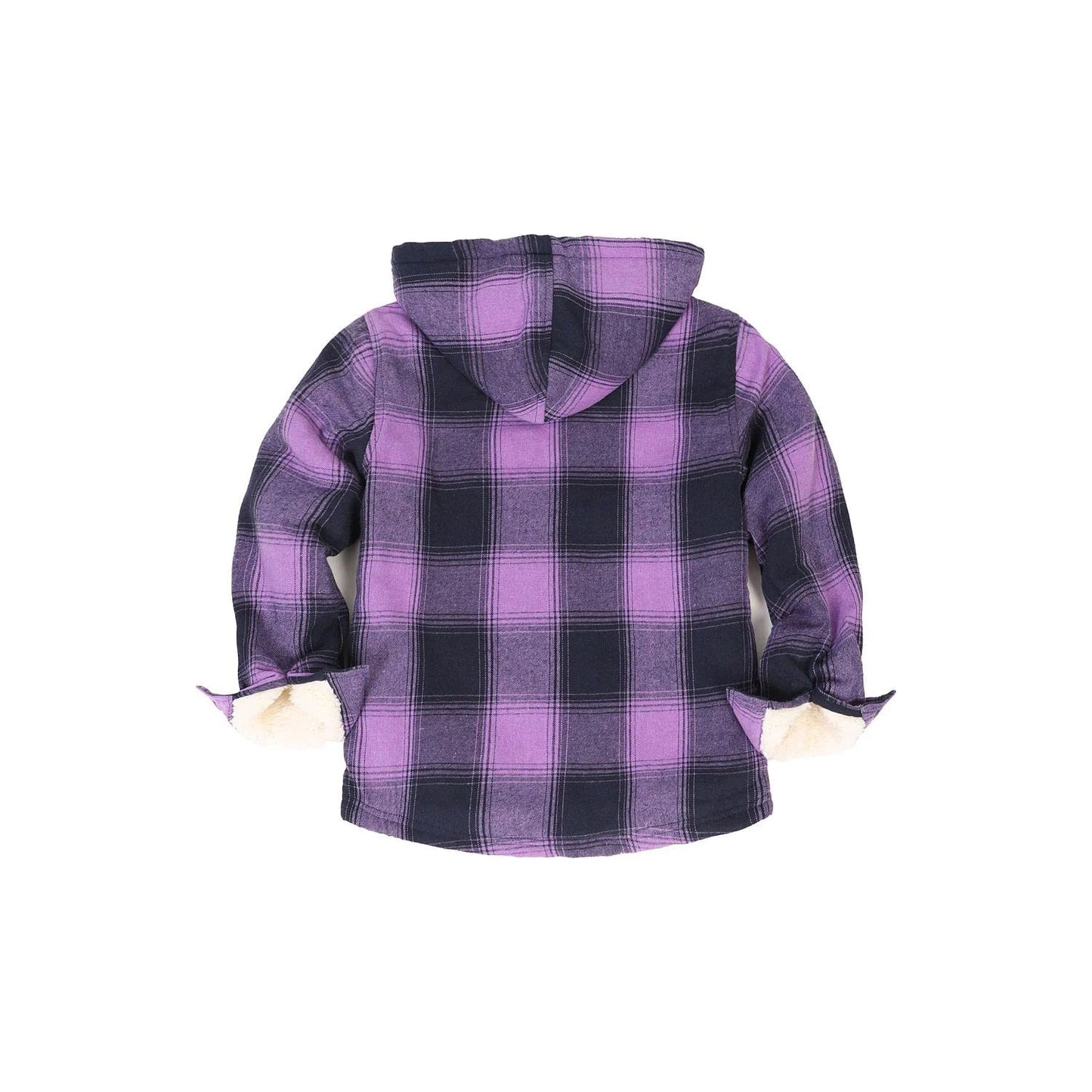 Girls Hooded Plaid Flannel Shirt Jacket,Sherpa Lined