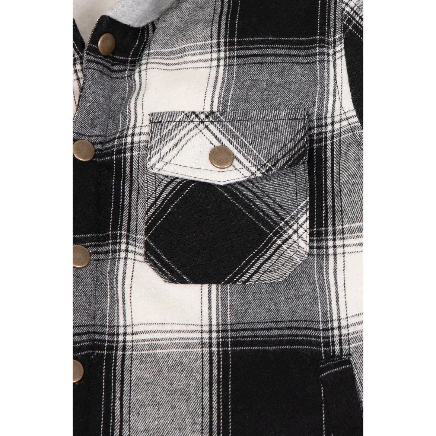 Kids Boys and Girls Fleece-Lined Snap Flannel Shirt,Hooded Plaid