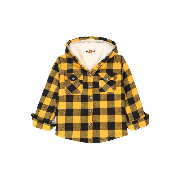 Girls Hooded Plaid Flannel Shirt Jacket,Sherpa Lined