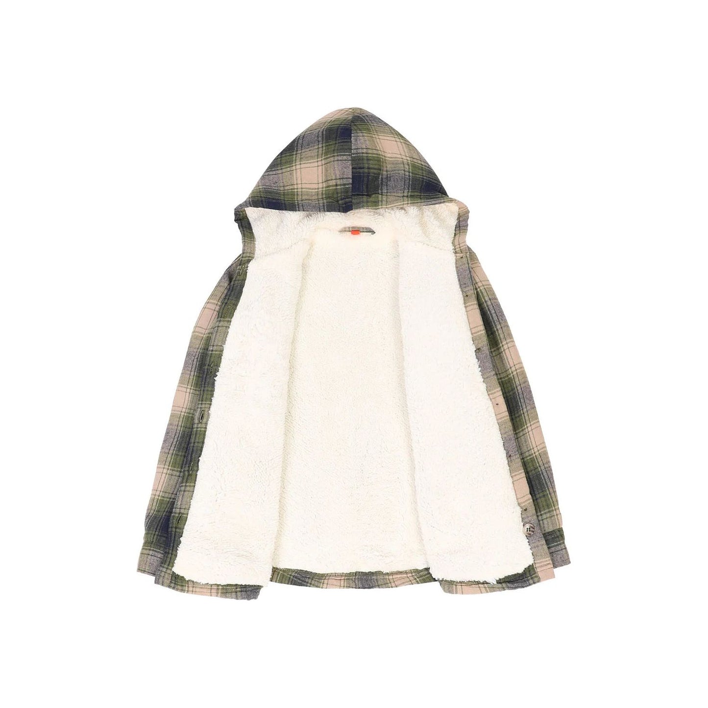Girls Hooded Plaid Flannel Shirt Jacket,Sherpa Lined