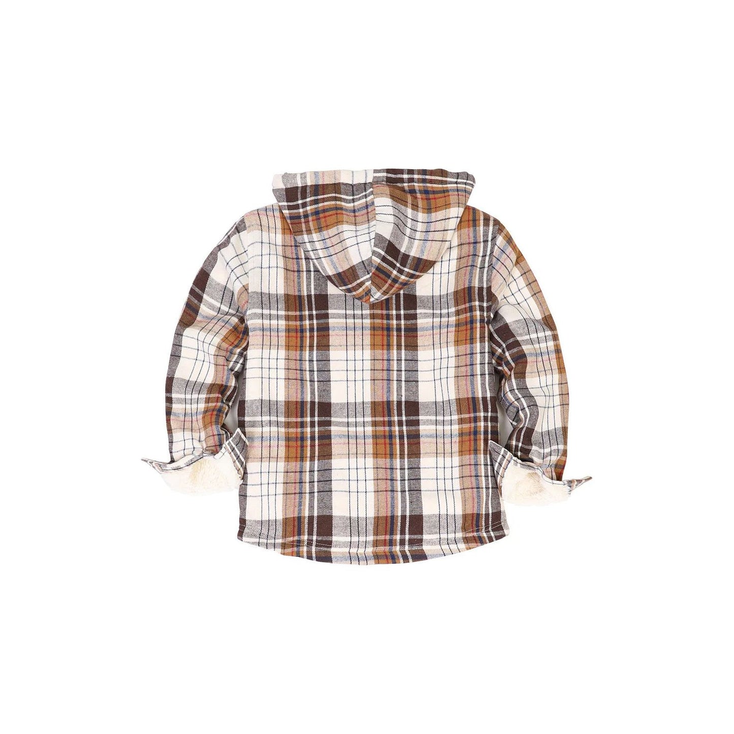 Girls Hooded Plaid Flannel Shirt Jacket,Sherpa Lined