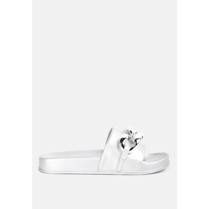 Ishtar Metallic Chain Metal Slid Flats