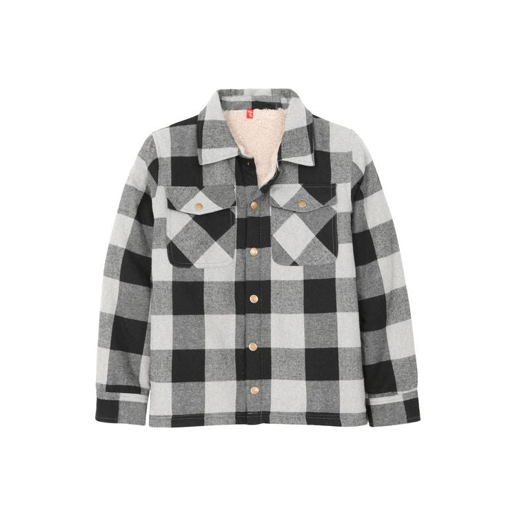Toddler Boys and Girls Sherpa Lined Snap Flannel Shirt,Plaid Shacket