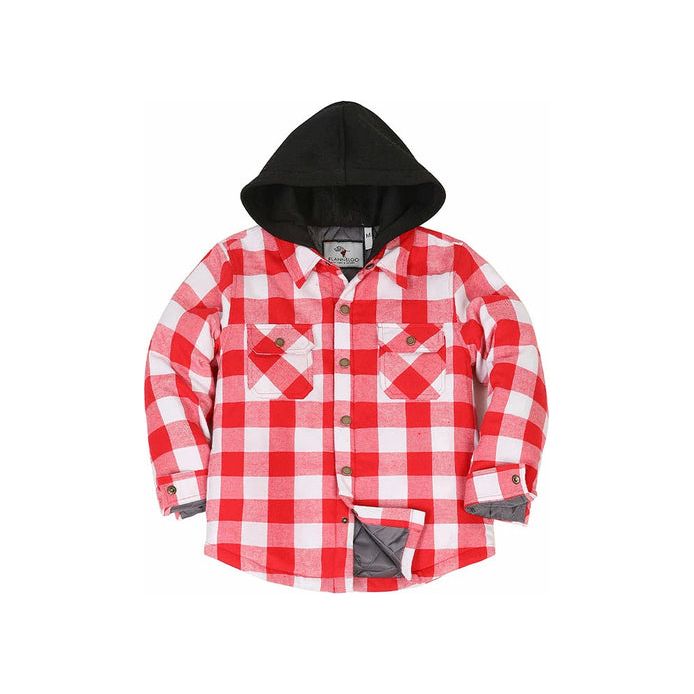 Kids Boys and Girls Quilted Lined Hooded Flannel Shirt Jacket,Snap