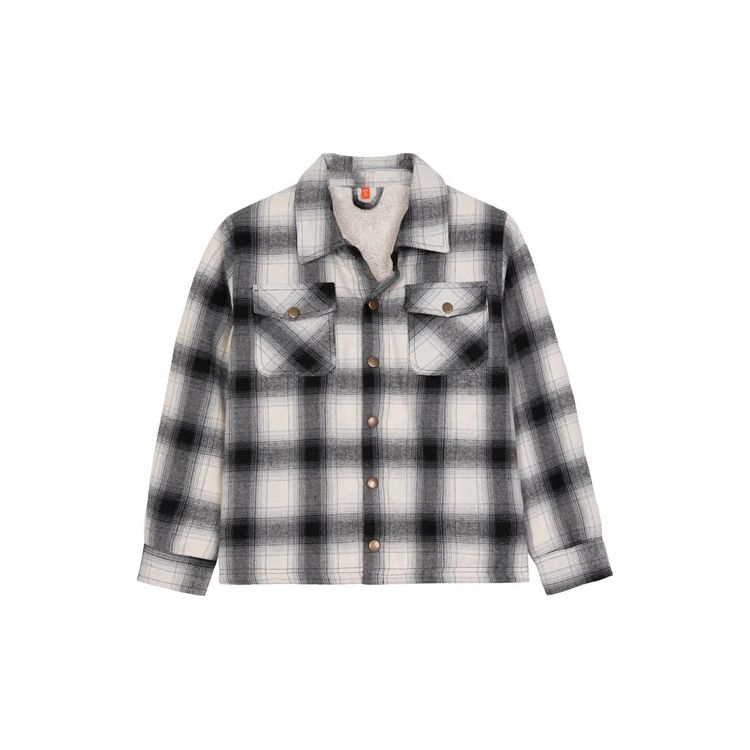 Toddler Boys and Girls Sherpa Lined Snap Flannel Shirt,Plaid Shacket