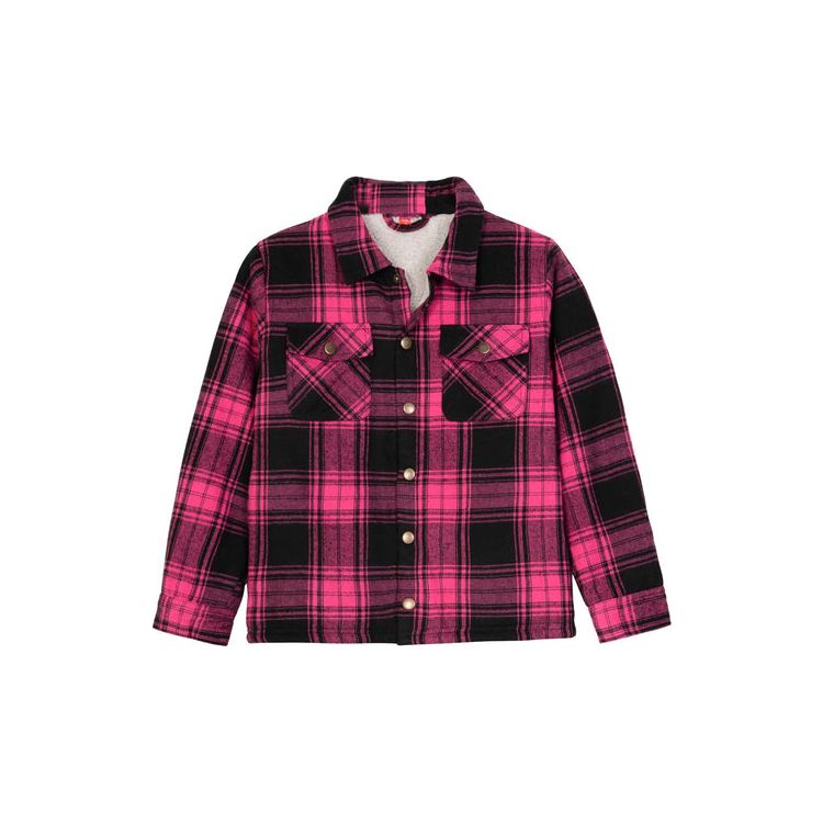 Toddler Boys and Girls Sherpa Lined Snap Flannel Shirt,Plaid Shacket