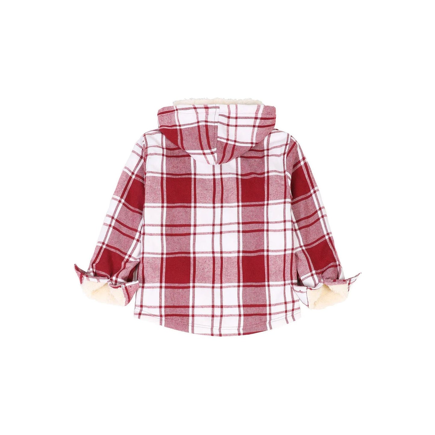Girls Hooded Plaid Flannel Shirt Jacket,Sherpa Lined
