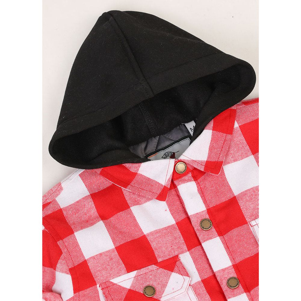 Kids Boys and Girls Quilted Lined Hooded Flannel Shirt Jacket,Snap