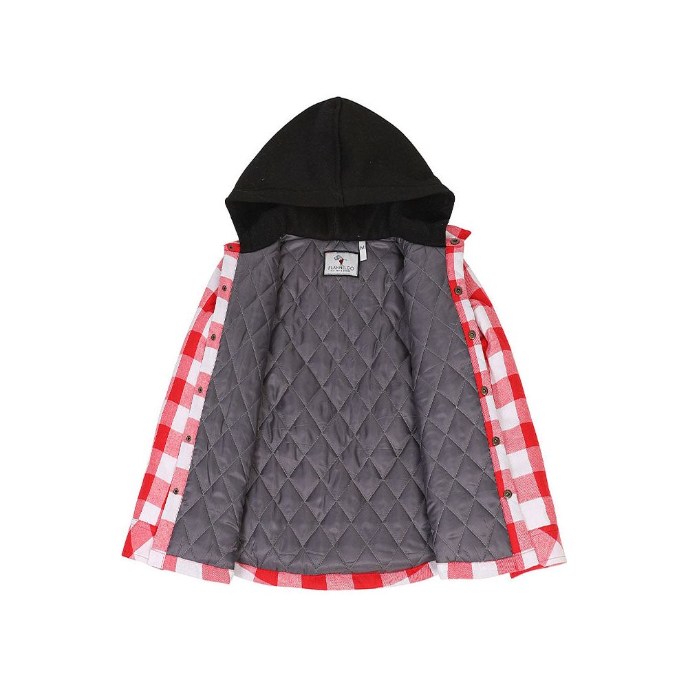 Kids Boys and Girls Quilted Lined Hooded Flannel Shirt Jacket,Snap