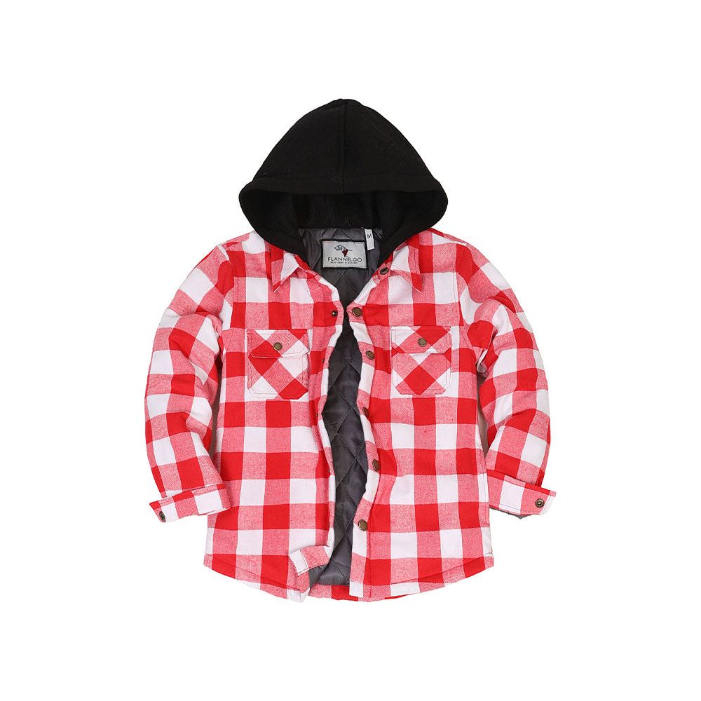 Kids Boys and Girls Quilted Lined Hooded Flannel Shirt Jacket,Snap