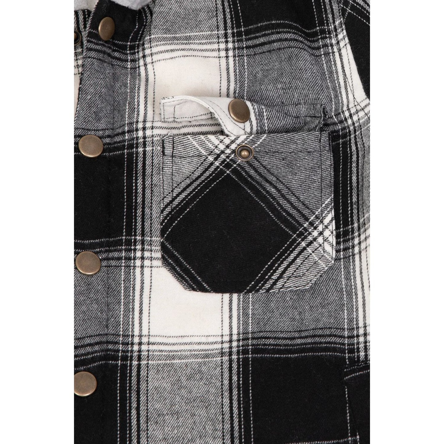 Kids Boys and Girls Fleece-Lined Snap Flannel Shirt,Hooded Plaid