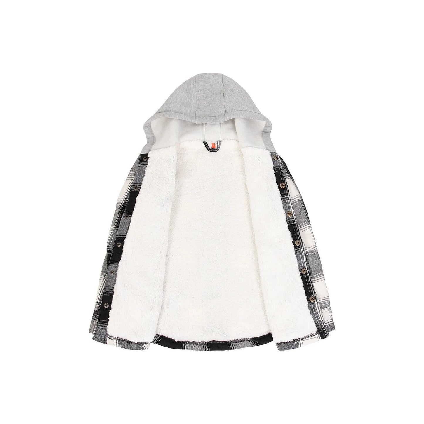 Kids Boys and Girls Fleece-Lined Snap Flannel Shirt,Hooded Plaid