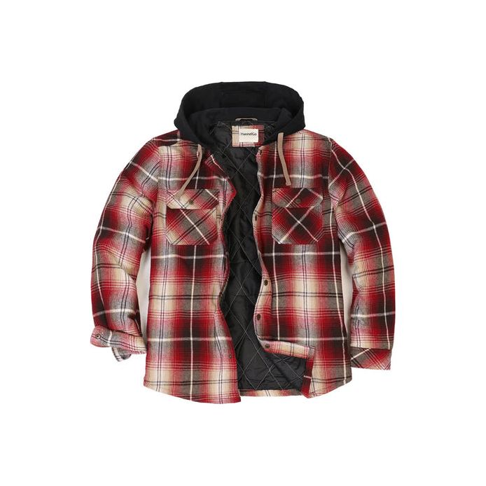 Kids Boys and Girls Quilted Lined Hooded Flannel Shirt Jacket,Snap