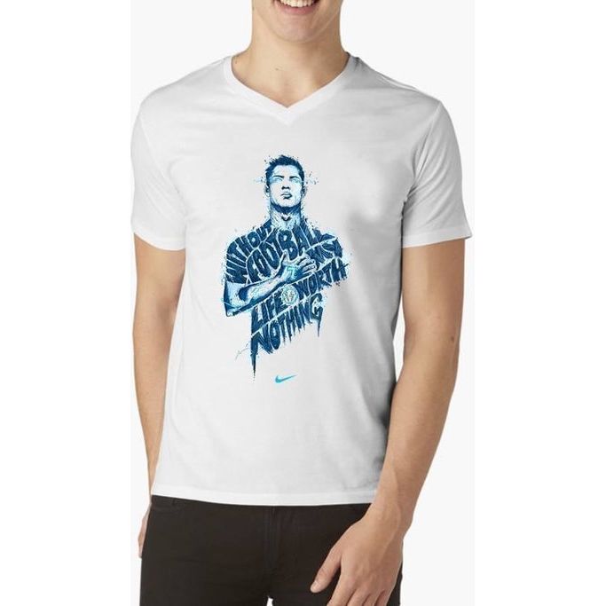 Niets zonder voetbal T-shirt met V-hals