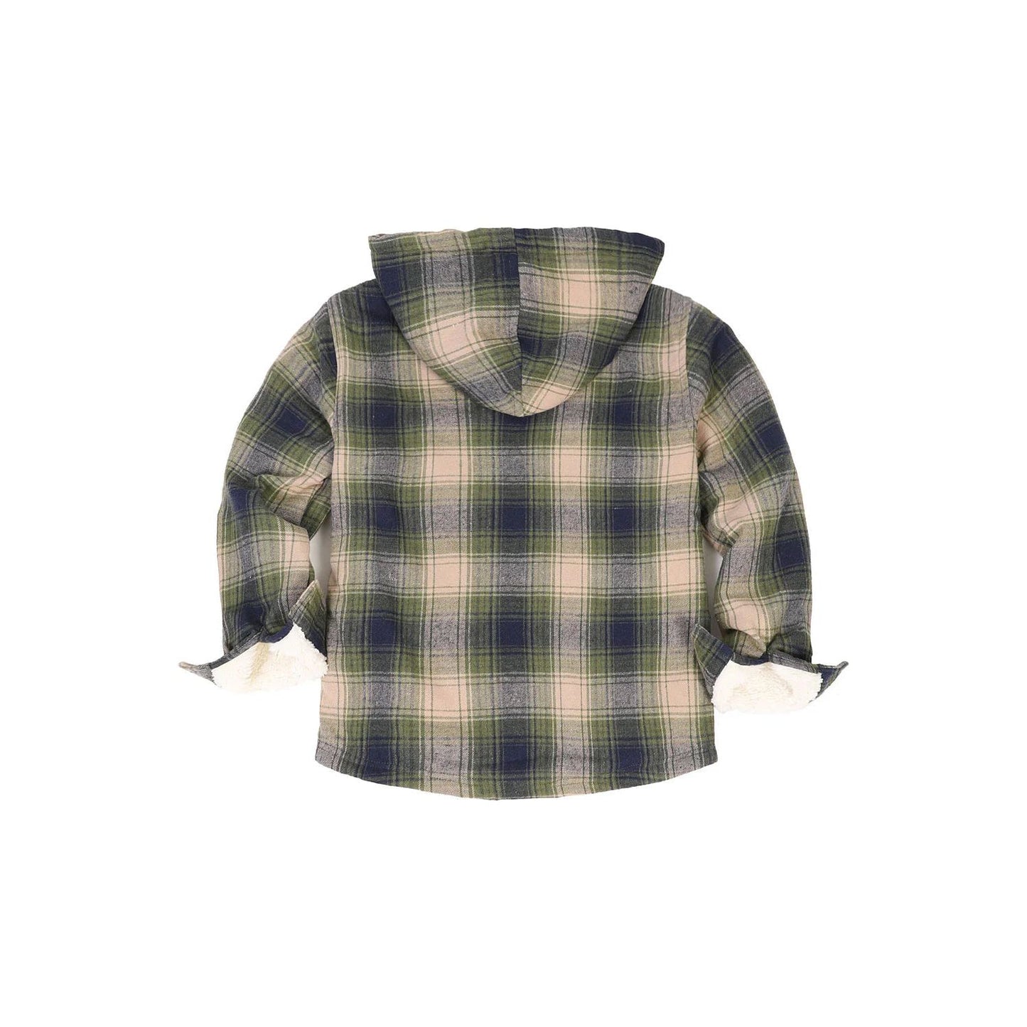 Girls Hooded Plaid Flannel Shirt Jacket,Sherpa Lined