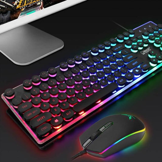 Dragon LED foninio apšvietimo žaidimų USB laidinės klaviatūros pelės rinkinys