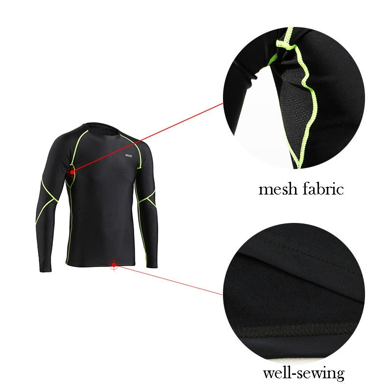 Men Winter Compression Shirt Warm Up Fleece Gym Shirts Long Sleeve