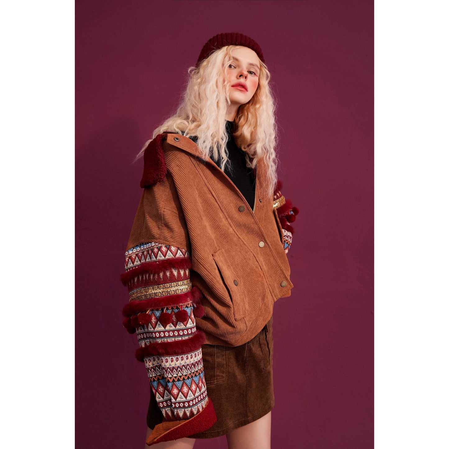 Bohemia Corduroy Single Breasted Casual Padded Coat Women,Winter ELF