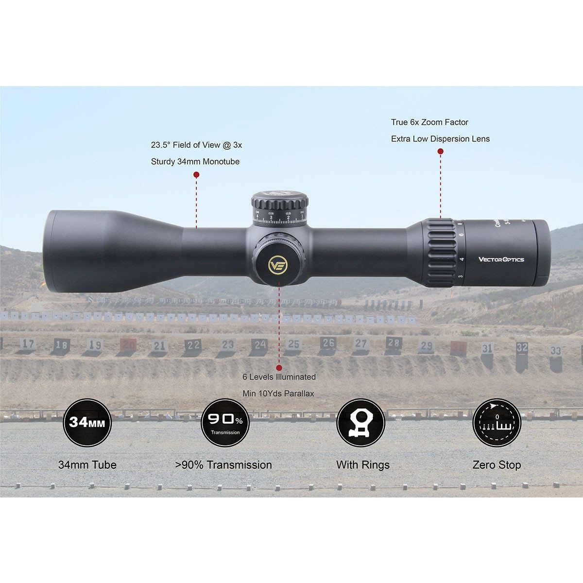 Vector Optics Continental 3-18x50 HD FFP Hunting Riflescope 1/10 MIL