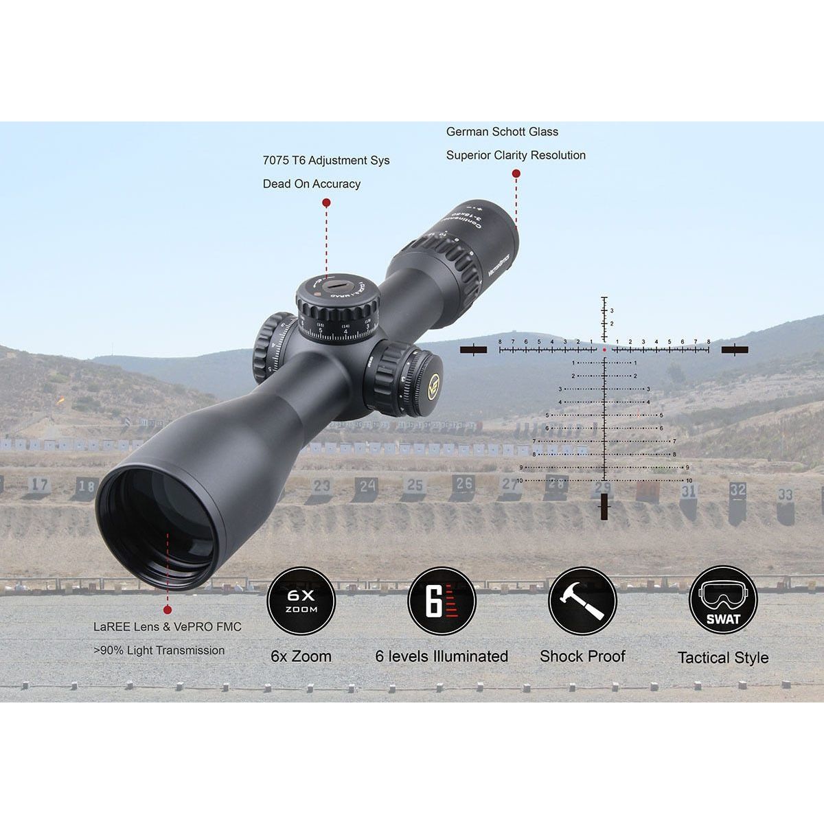 Vector Optics Continental 3-18x50 HD FFP Hunting Riflescope 1/10 MIL
