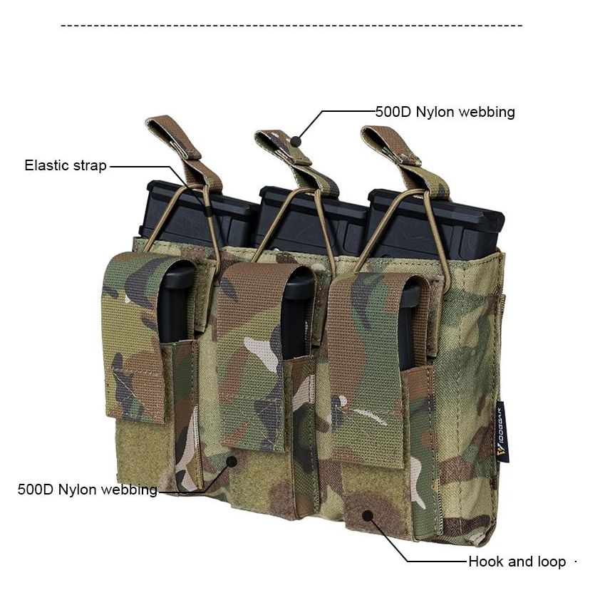 Tactical Magazine Pouch Mag Carrier Triple Open Top 5.56 Pistol MOLLE