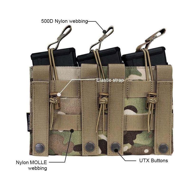 Tactical Magazine Pouch Mag Carrier Triple Open Top 5.56 Pistol MOLLE