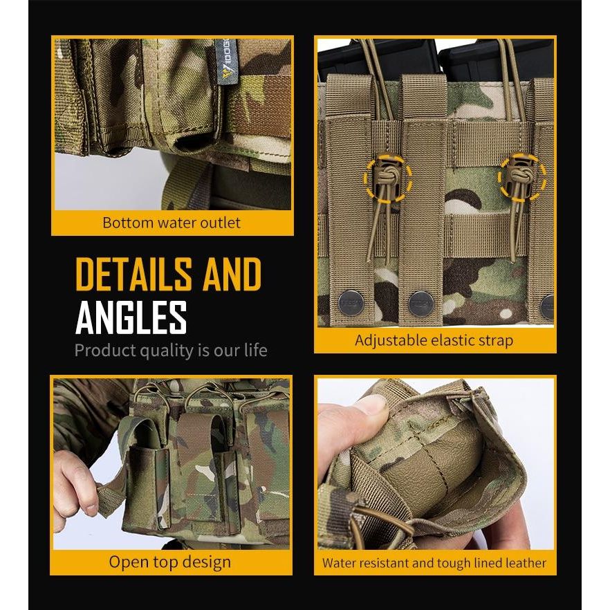 Tactical Magazine Pouch Mag Carrier Triple Open Top 5.56 Pistol MOLLE