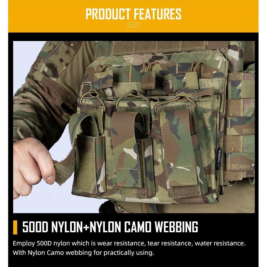 Tactical Magazine Pouch Mag Carrier Triple Open Top 5.56 Pistol MOLLE