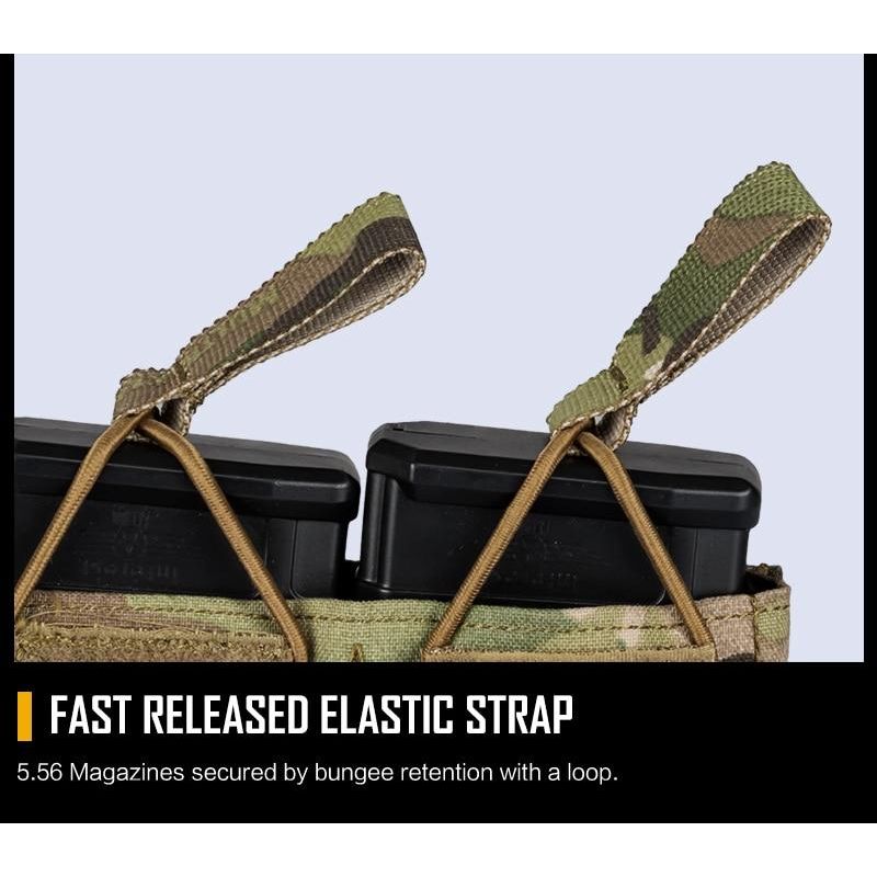 Tactical Magazine Pouch Mag Carrier Triple Open Top 5.56 Pistol MOLLE