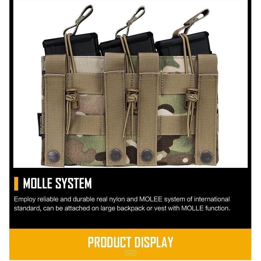 Tactical Magazine Pouch Mag Carrier Triple Open Top 5.56 Pistol MOLLE