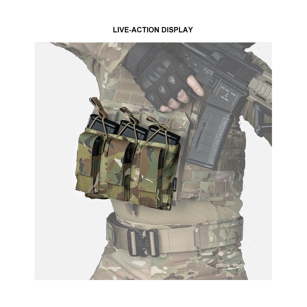 Tactical Magazine Pouch Mag Carrier Triple Open Top 5.56 Pistol MOLLE