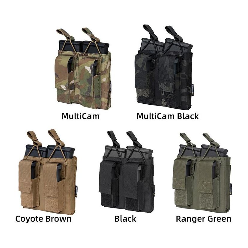 Tactical Magazine Pouch Mag Carrier Double Open Top 5.56&Pistol MOLLE