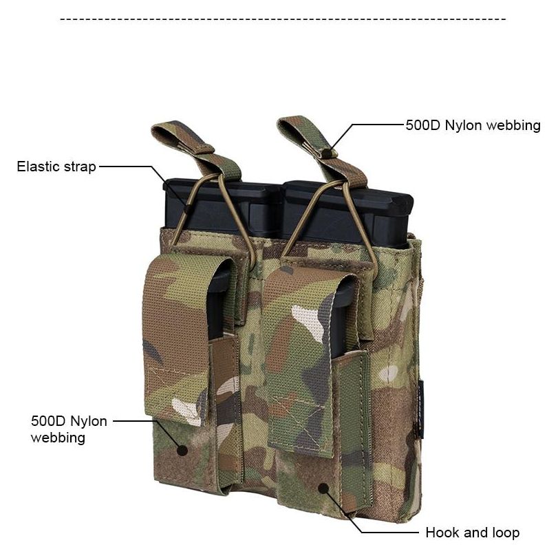Tactical Magazine Pouch Mag Carrier Double Open Top 5.56&Pistol MOLLE