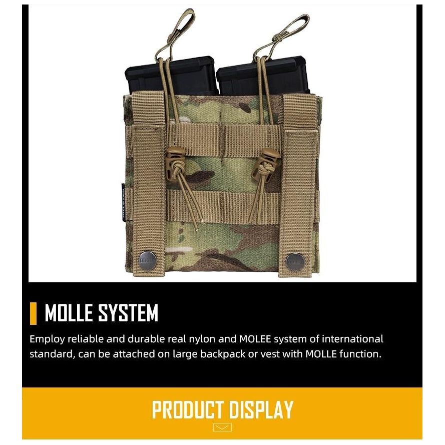 Tactical Magazine Pouch Mag Carrier Double Open Top 5.56&Pistol MOLLE