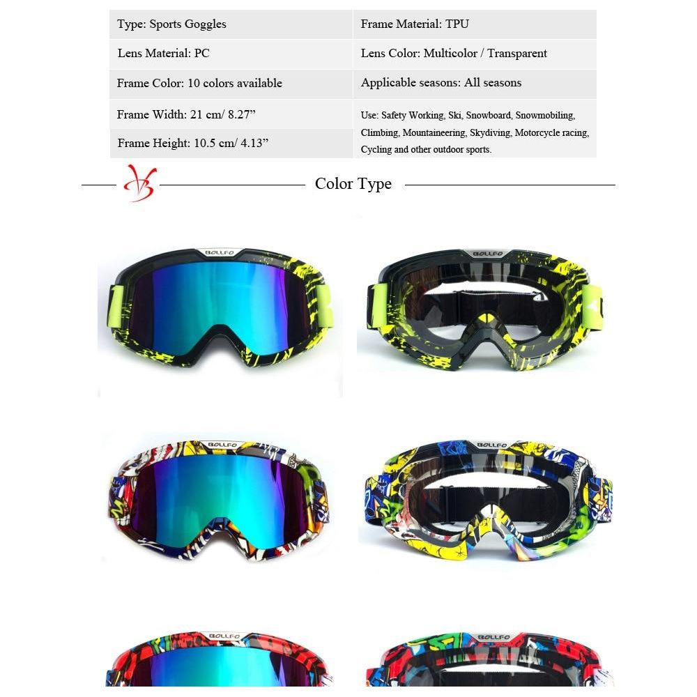 Outdoor Motorcycle Goggles Cycling UV400 MX Off-Road Ski Sport ATV