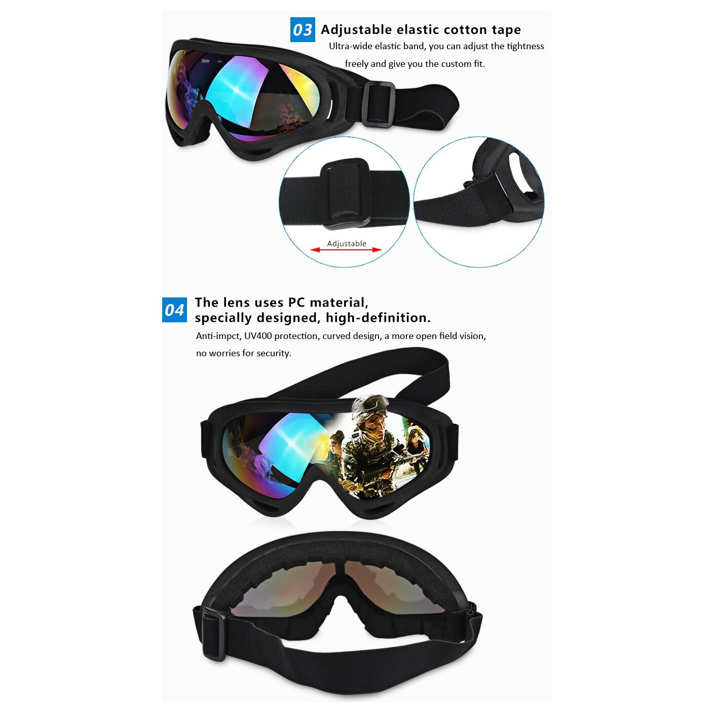 Winter Snow Sports Goggles UV400 Protection Light-Weight - Sportkyu