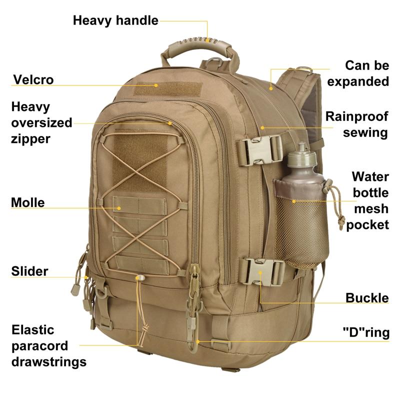 60L Outdoor Military Rucksacks 1000D Nylon Waterproof Tactical