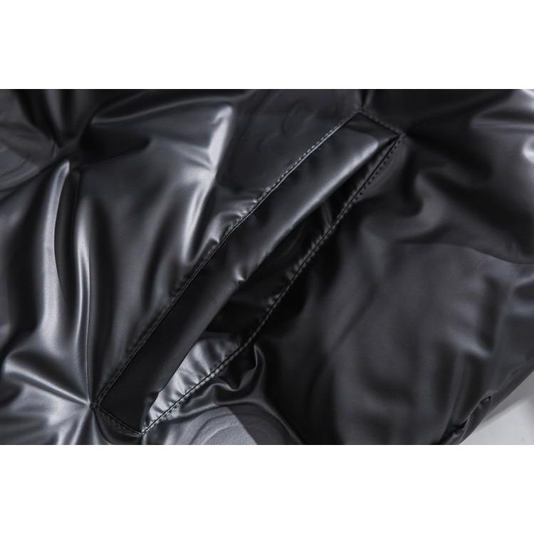 Winter Jacket Men Heart Embossing Solid Color Zipper Black Parkas