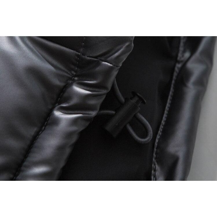 Winter Jacket Men Heart Embossing Solid Color Zipper Black Parkas